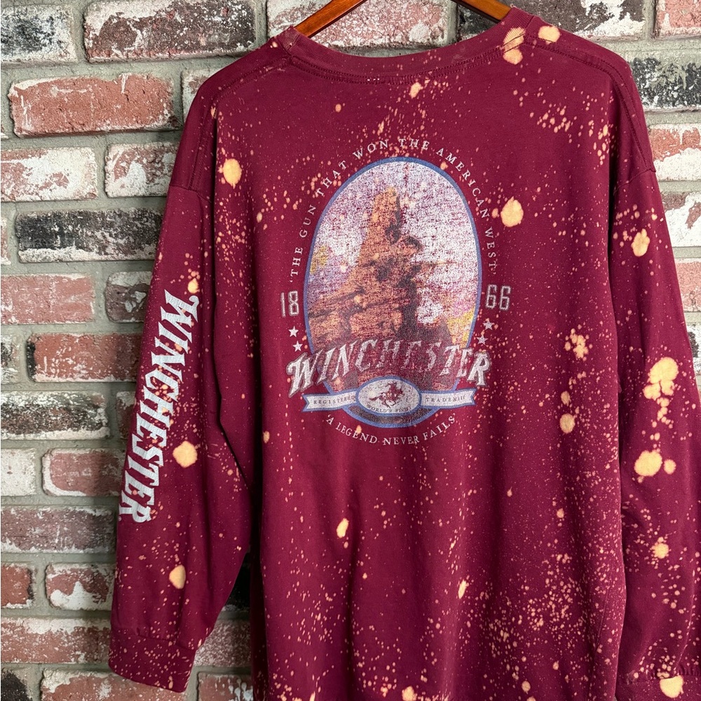 Vintage Winchester “A Legend Never Fails” custom bleach splatter Longsleeve Tee